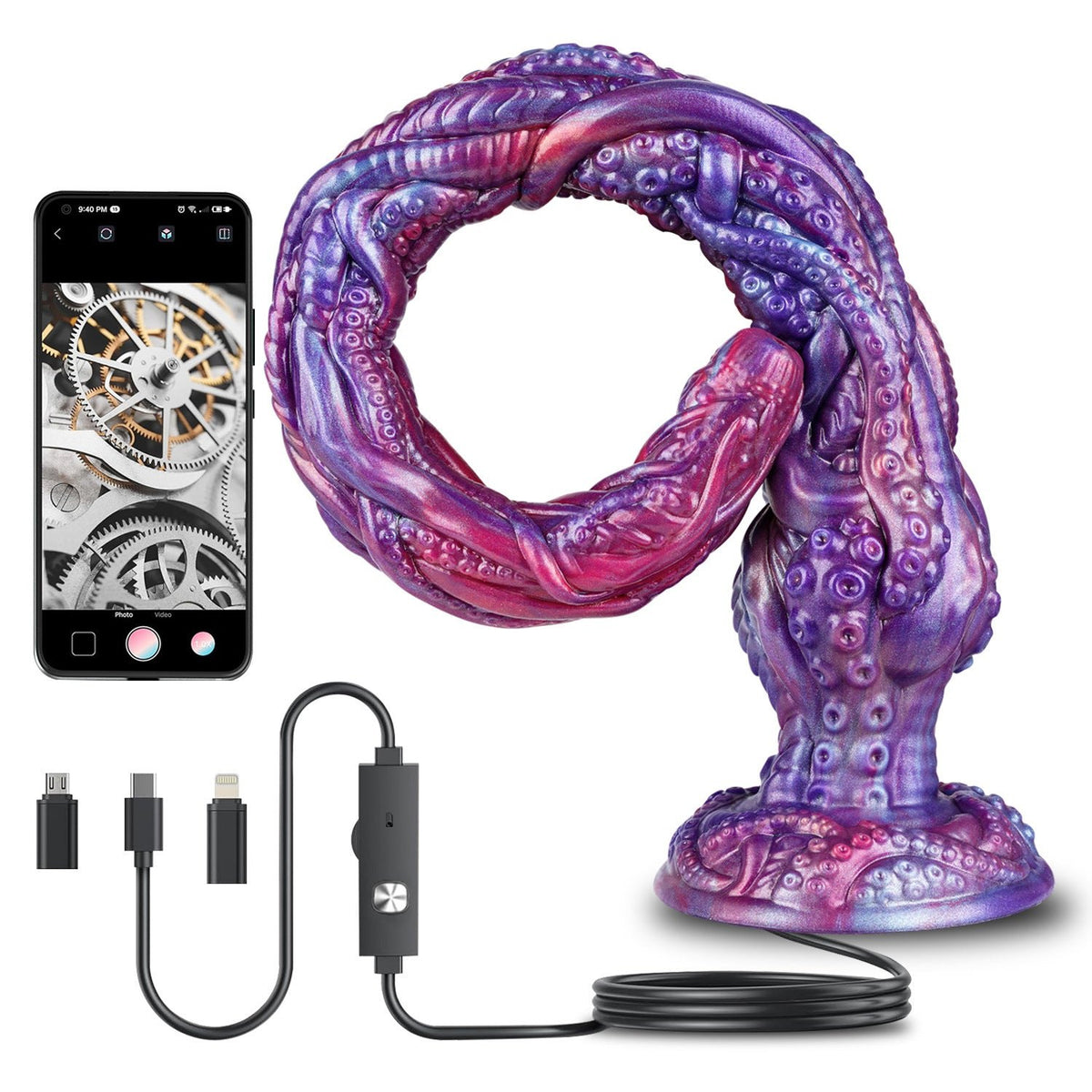 Octopus tentacle endoscope camera dildo, photo 1