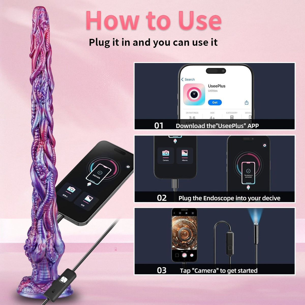 Octopus tentacle endoscope camera dildo, photo 5
