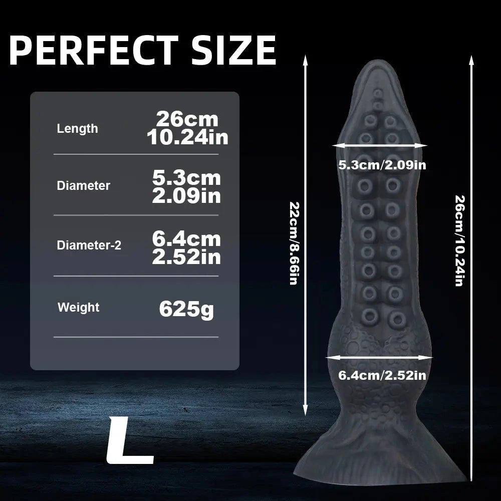 Black octopus tentacle fantasy dildo with suction cup base