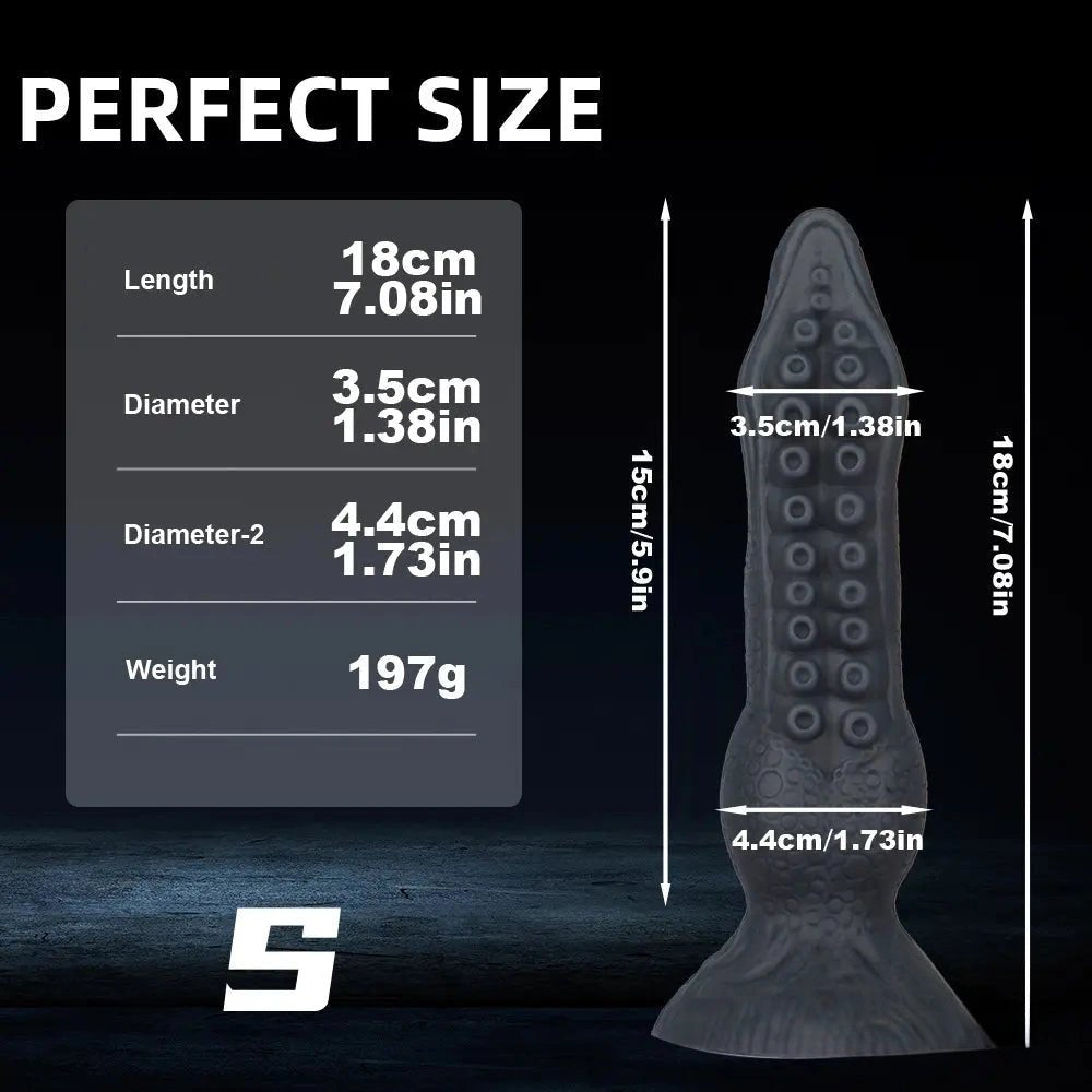 Black octopus tentacle fantasy dildo with suction cup base