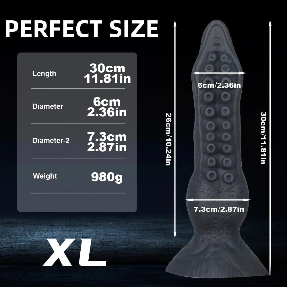 Black octopus tentacle fantasy dildo with suction cup base
