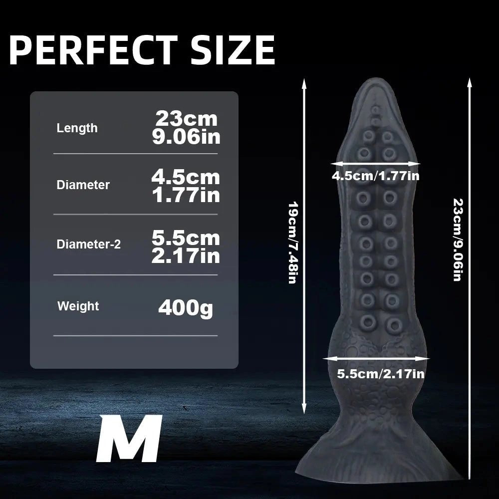 Black octopus tentacle fantasy dildo with suction cup base