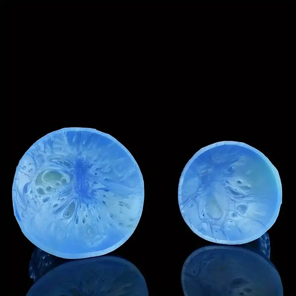 Blue silicone tentacle fantasy dildo with suckered texture, photo 7