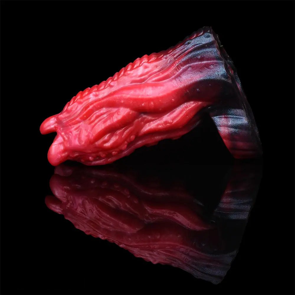 Red tentacle-textured silicone fantasy dildo, photo 9