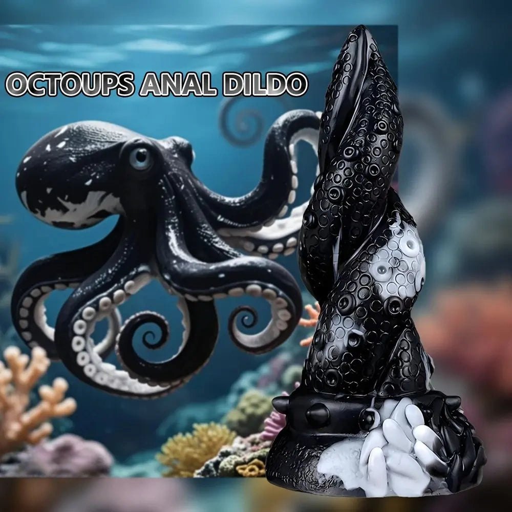 Black and white octopus tentacle fantasy dildo, photo 7