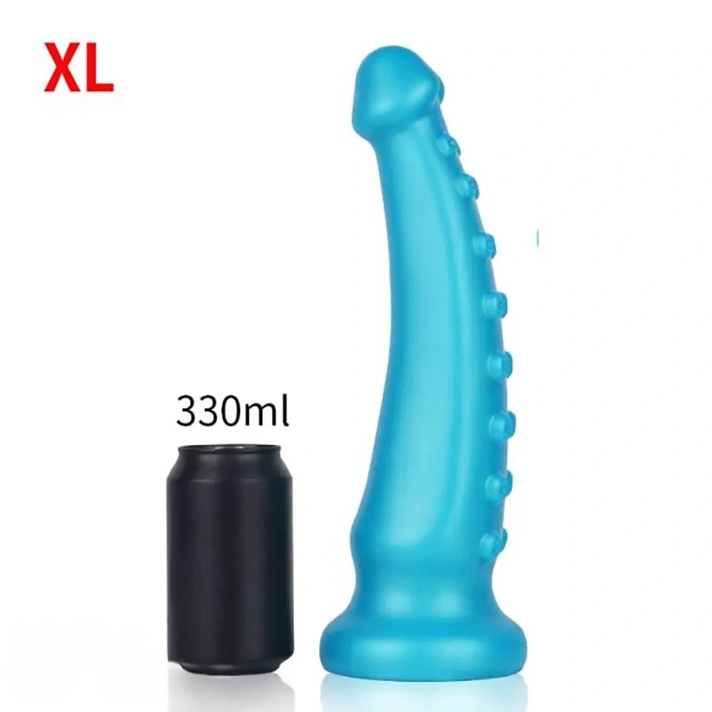 Blue ribbed tentacle fantasy dildo