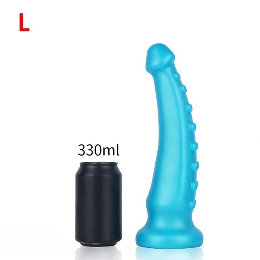 Blue ribbed tentacle fantasy dildo