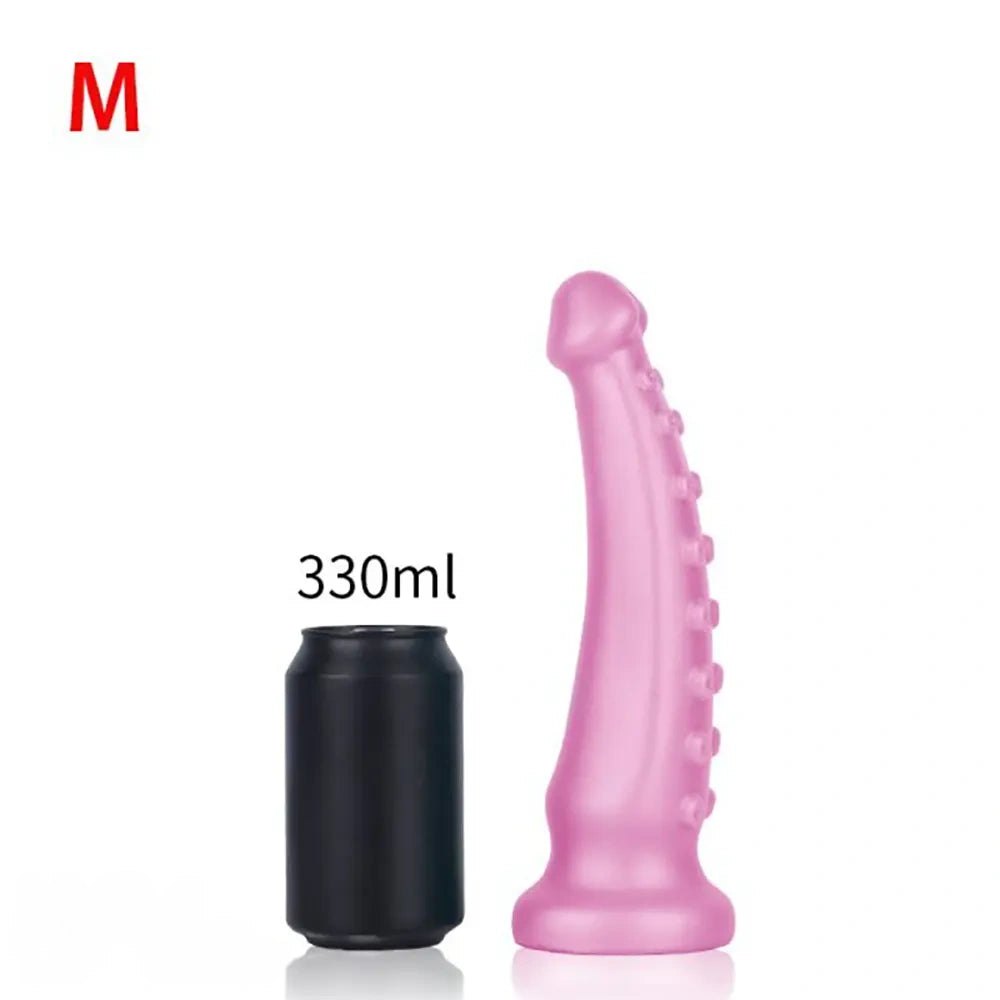 Pink ribbed tentacle fantasy dildo