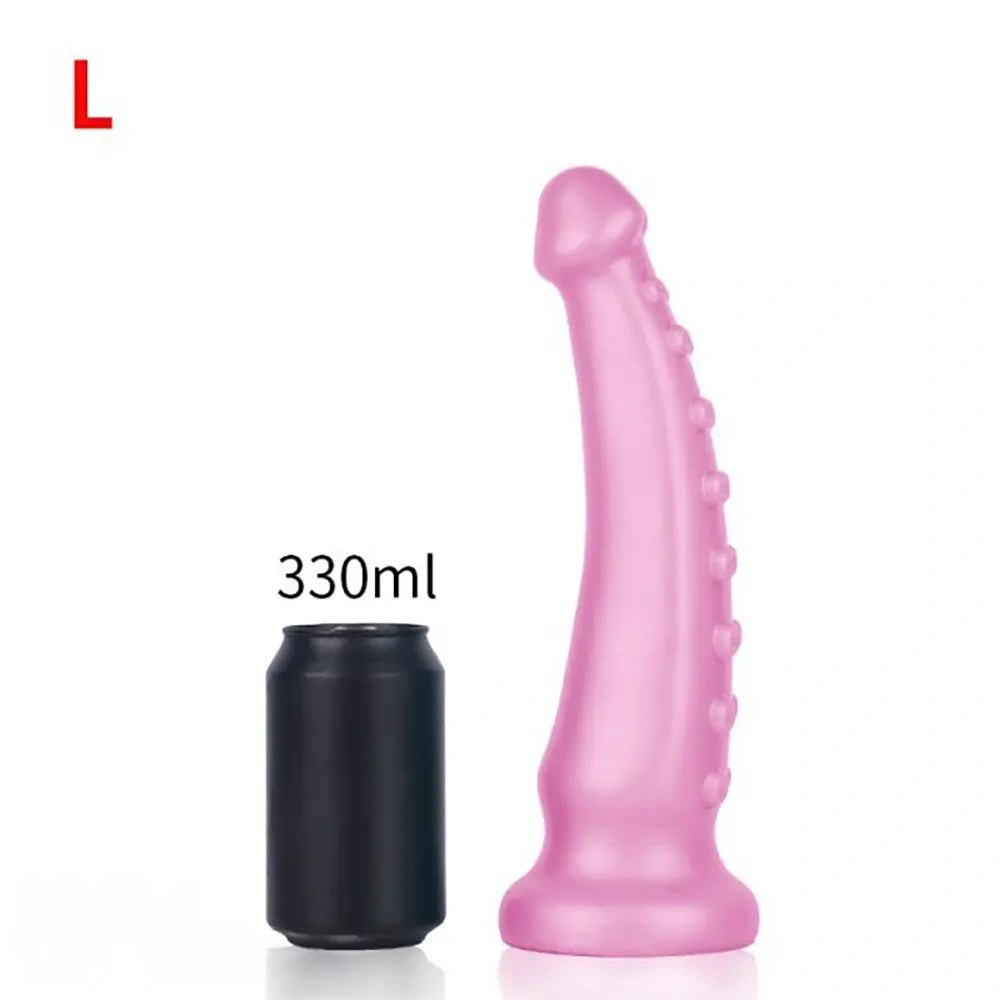 Pink ribbed tentacle fantasy dildo