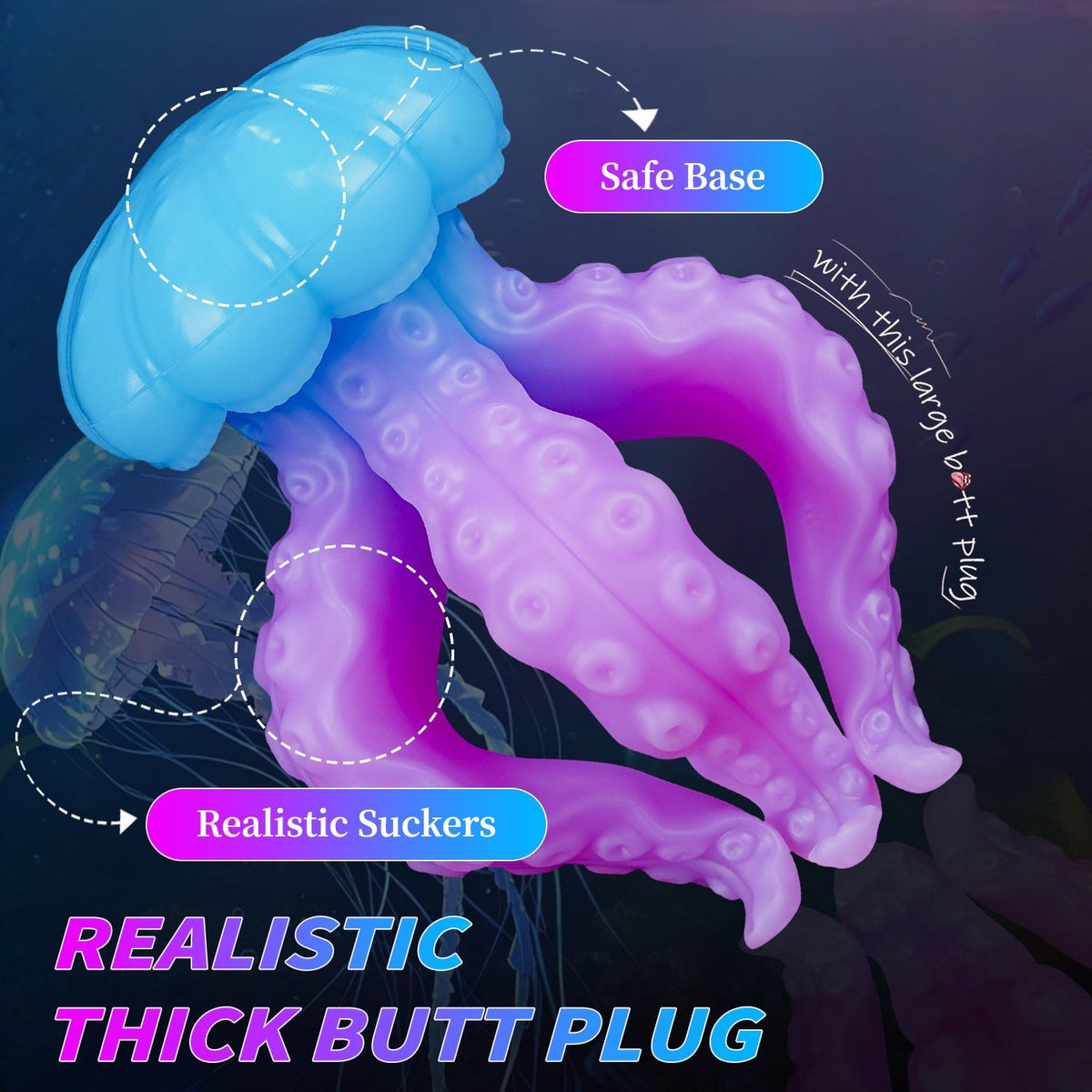 Purple tentacle-textured jellyfish anal plug, photo 15