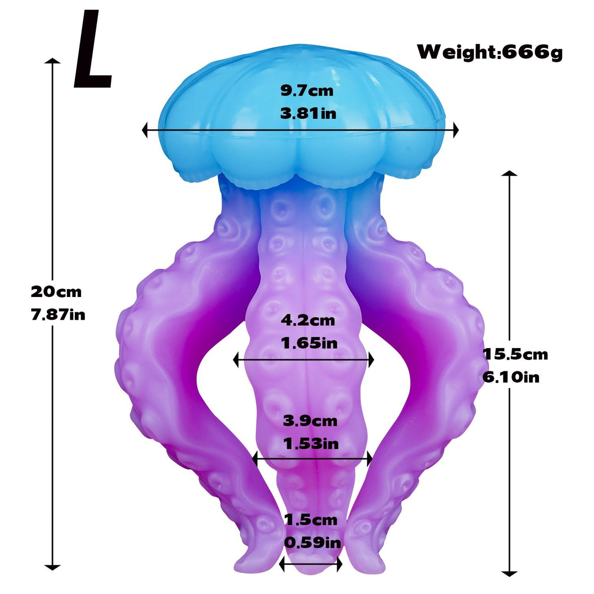 Purple tentacle-textured jellyfish anal plug, photo 16
