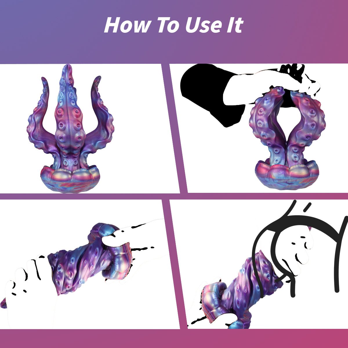 Purple tentacle-textured jellyfish anal plug, photo 4