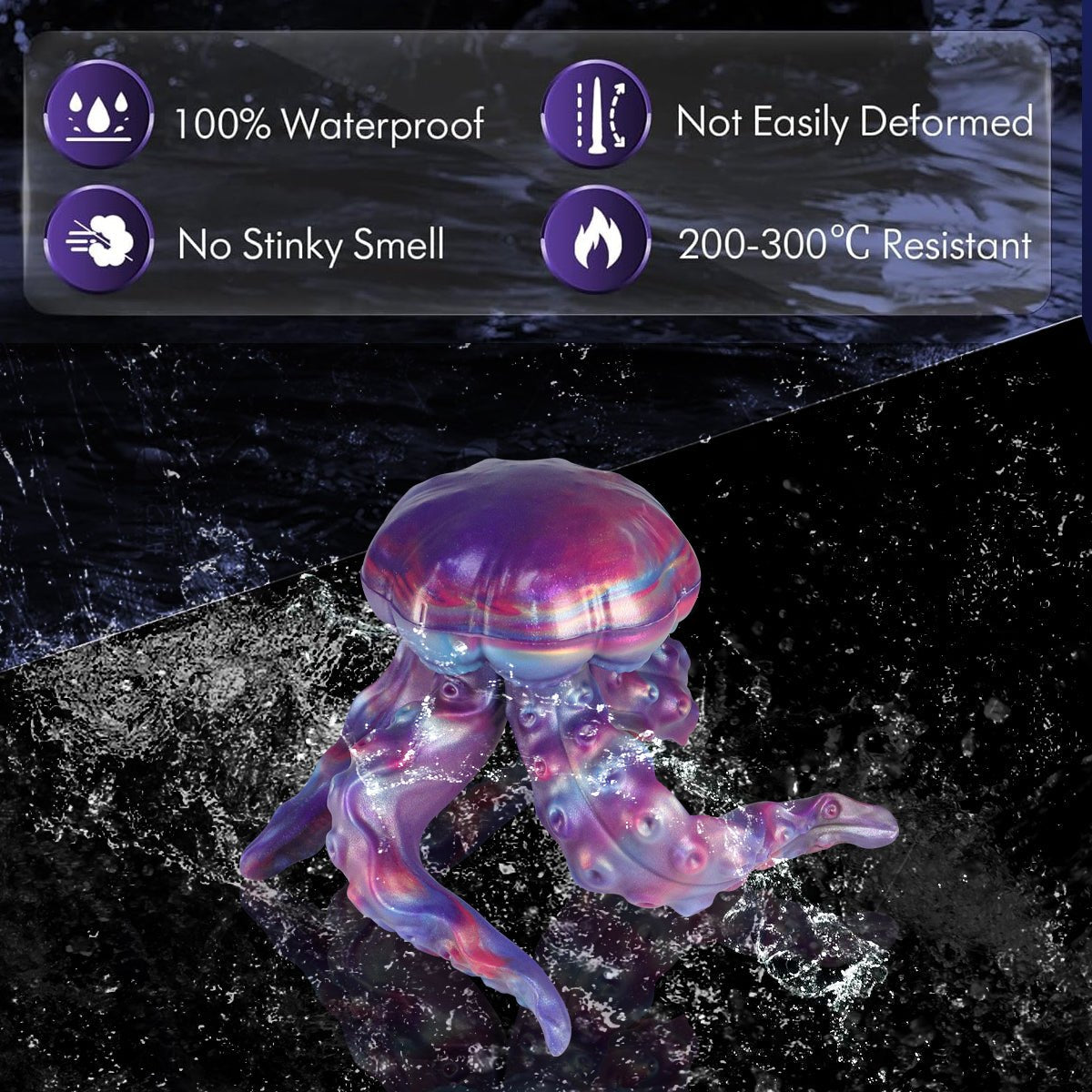 Purple tentacle-textured jellyfish anal plug, photo 5