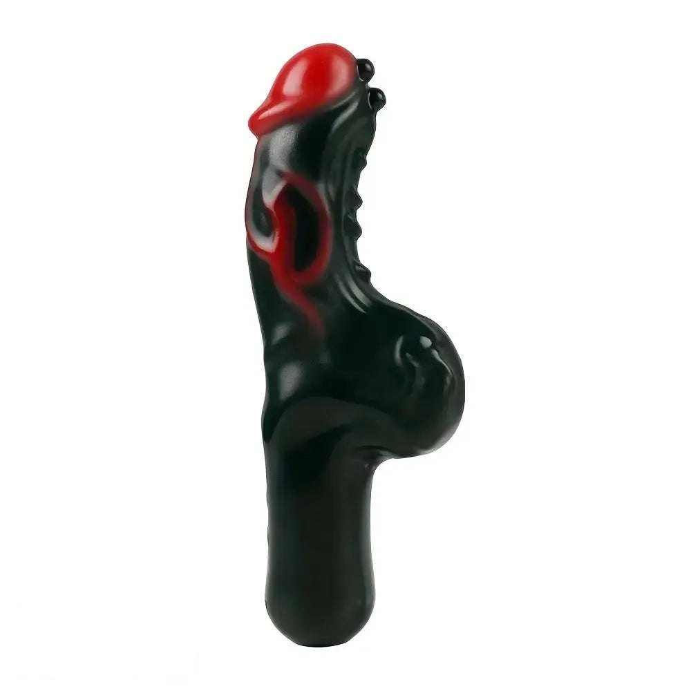 C silicone fantasy dildo with a curved bulge