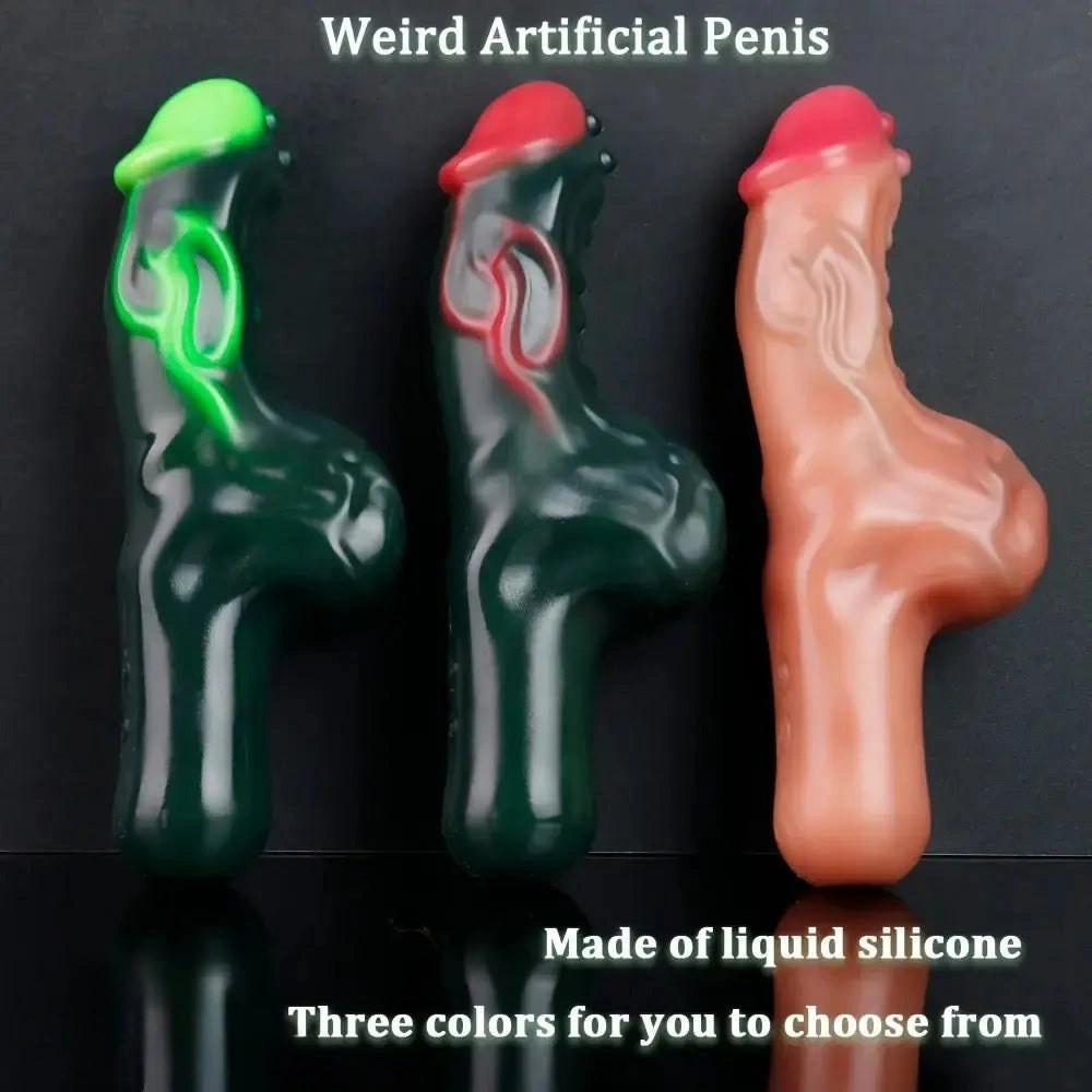 Silicone fantasy dildo with a curved bulge, photo 2