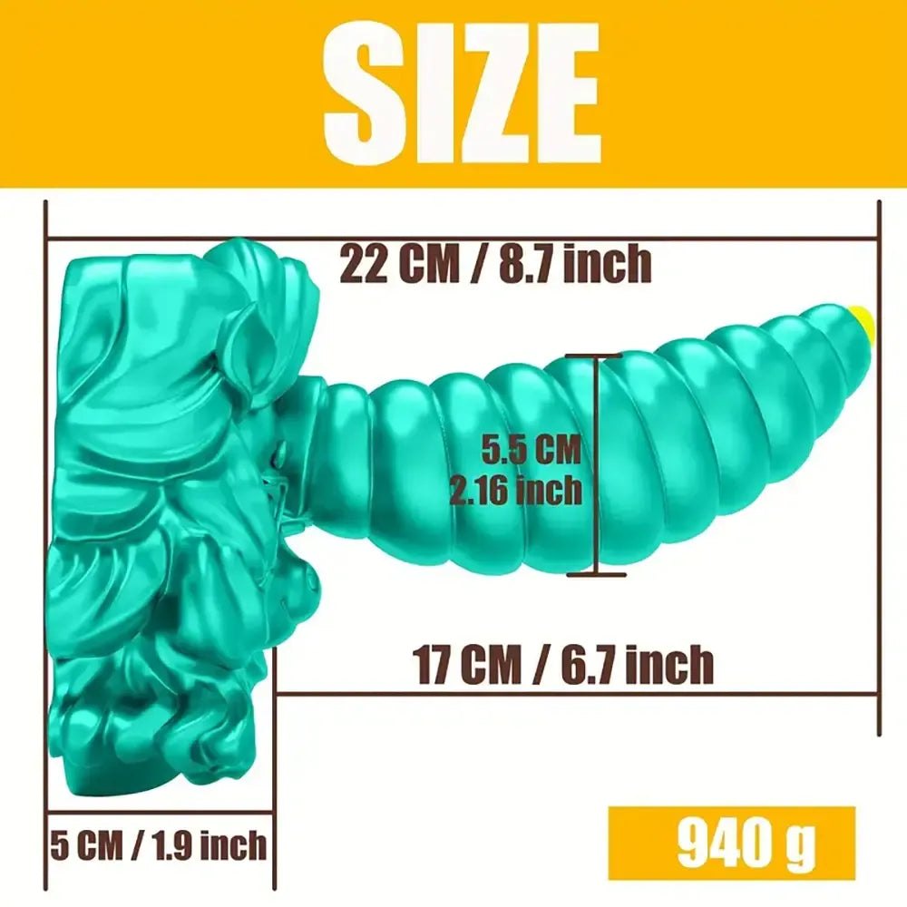 Green odd shaped fantasy silicone dildo, photo 6