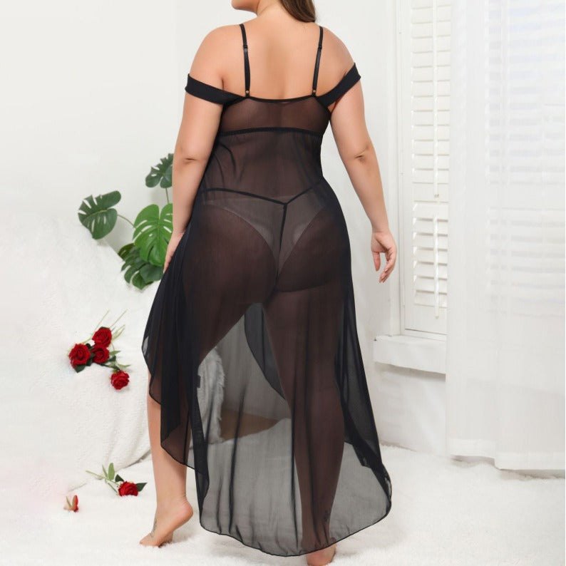 Off shoulder sheer lace long chemise, photo 3