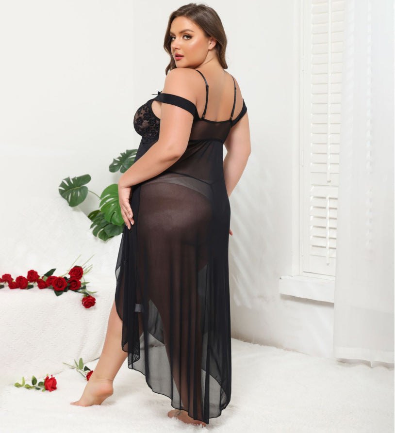 Off shoulder sheer lace long chemise, photo 4