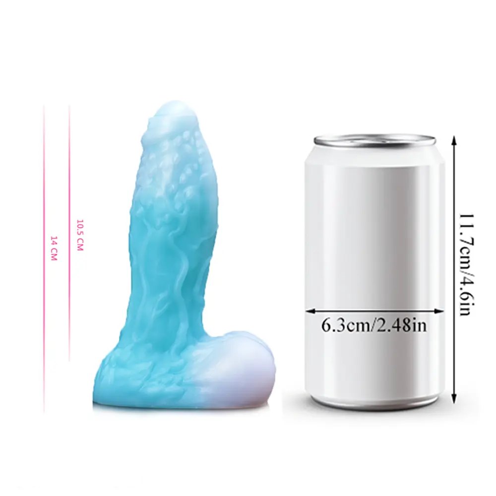 non-luminous B pink and blue ombre ribbed fantasy dildo