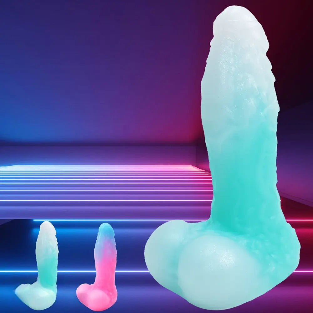 Pink and blue ombre ribbed fantasy dildo, photo 10