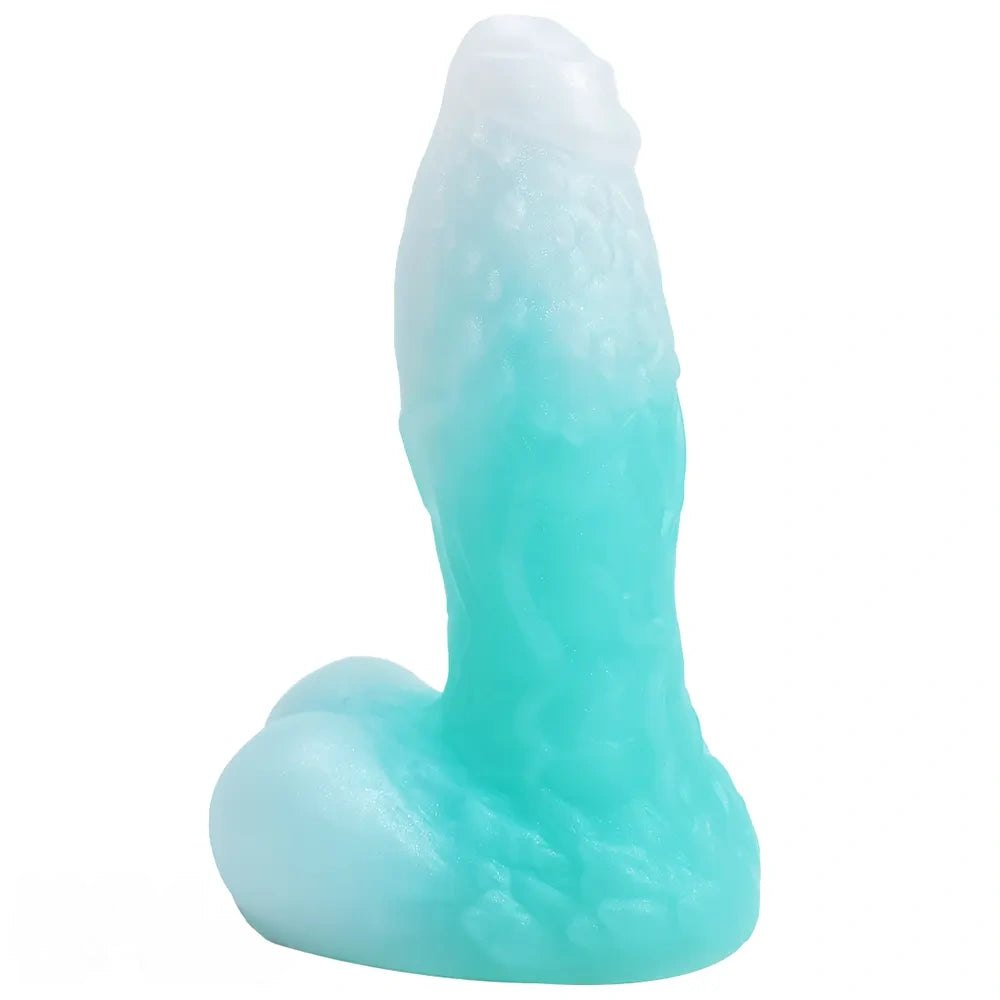 Pink and blue ombre ribbed fantasy dildo, photo 3