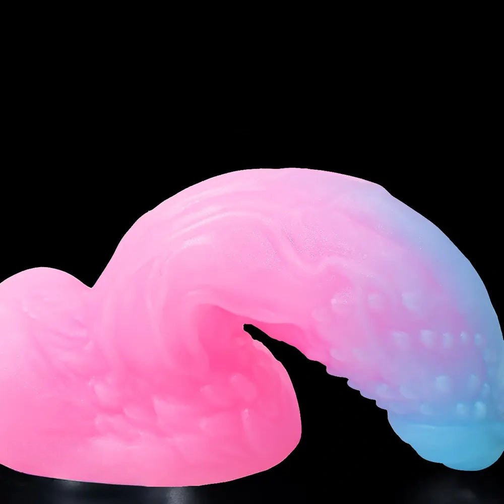 Pink and blue ombre ribbed fantasy dildo, photo 7