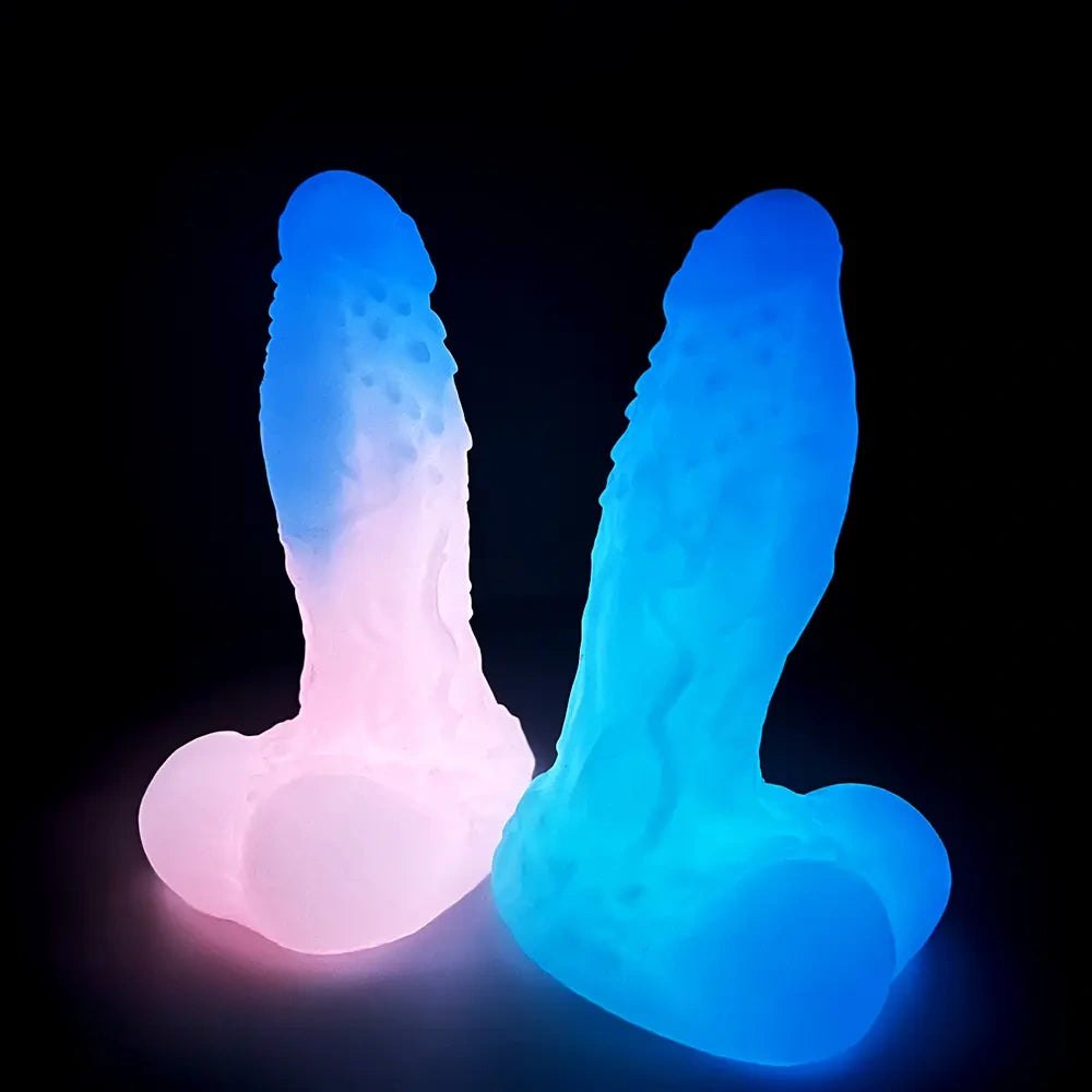 Pink and blue ombre ribbed fantasy dildo, photo 8