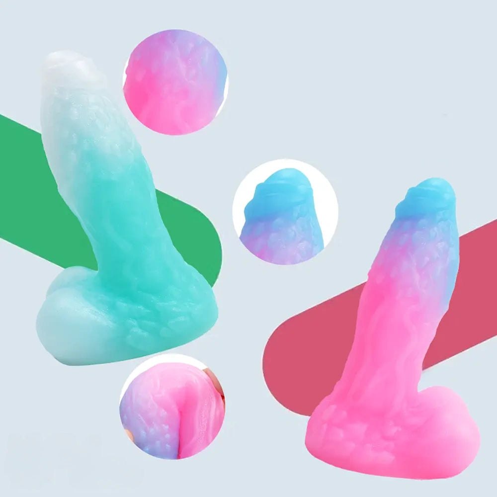 Pink and blue ombre ribbed fantasy dildo, photo 9