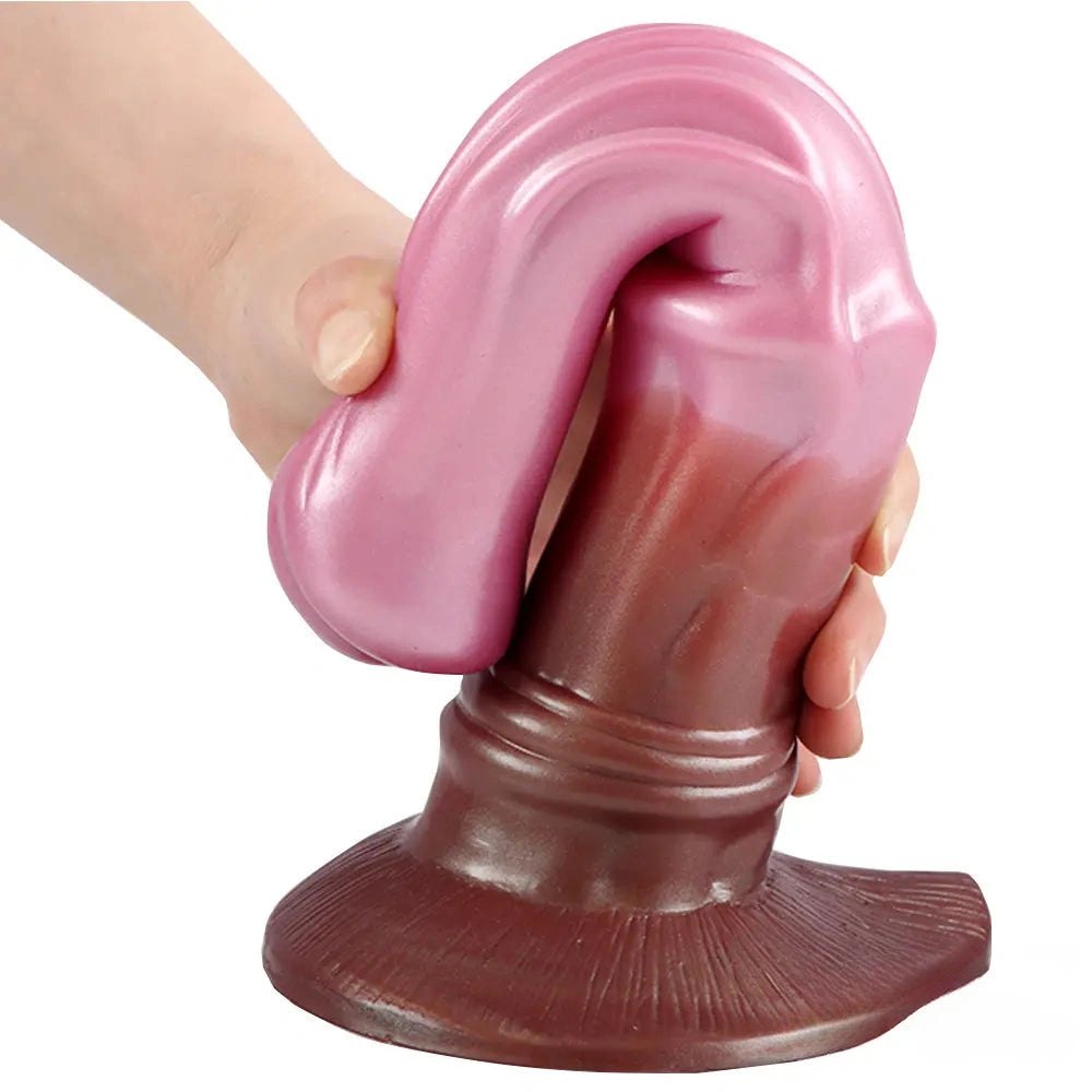 Pink and brown ombre hoof base silicone animal dildo, photo 2