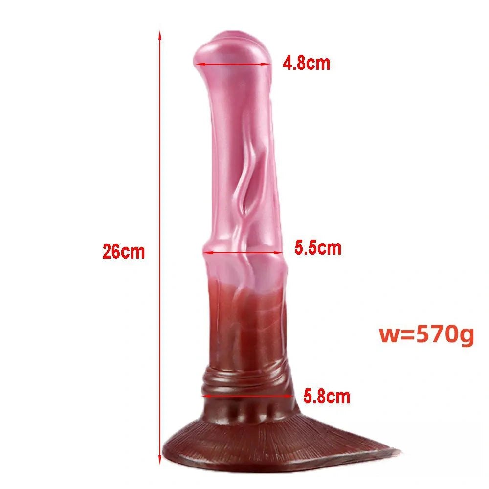 Pink and brown ombre hoof base silicone animal dildo, photo 5