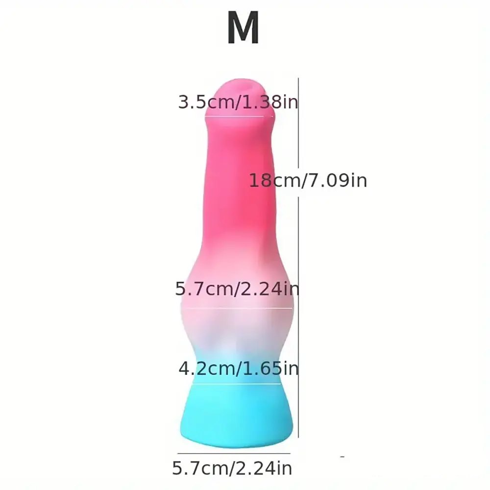 Ombre pink and teal knotted animal silicone dildo, photo 11