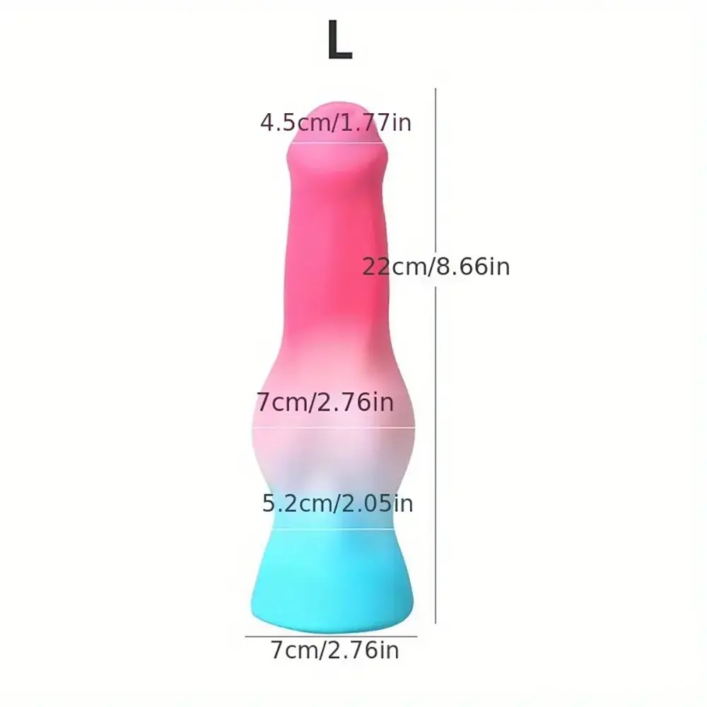 Ombre pink and teal knotted animal silicone dildo, photo 12