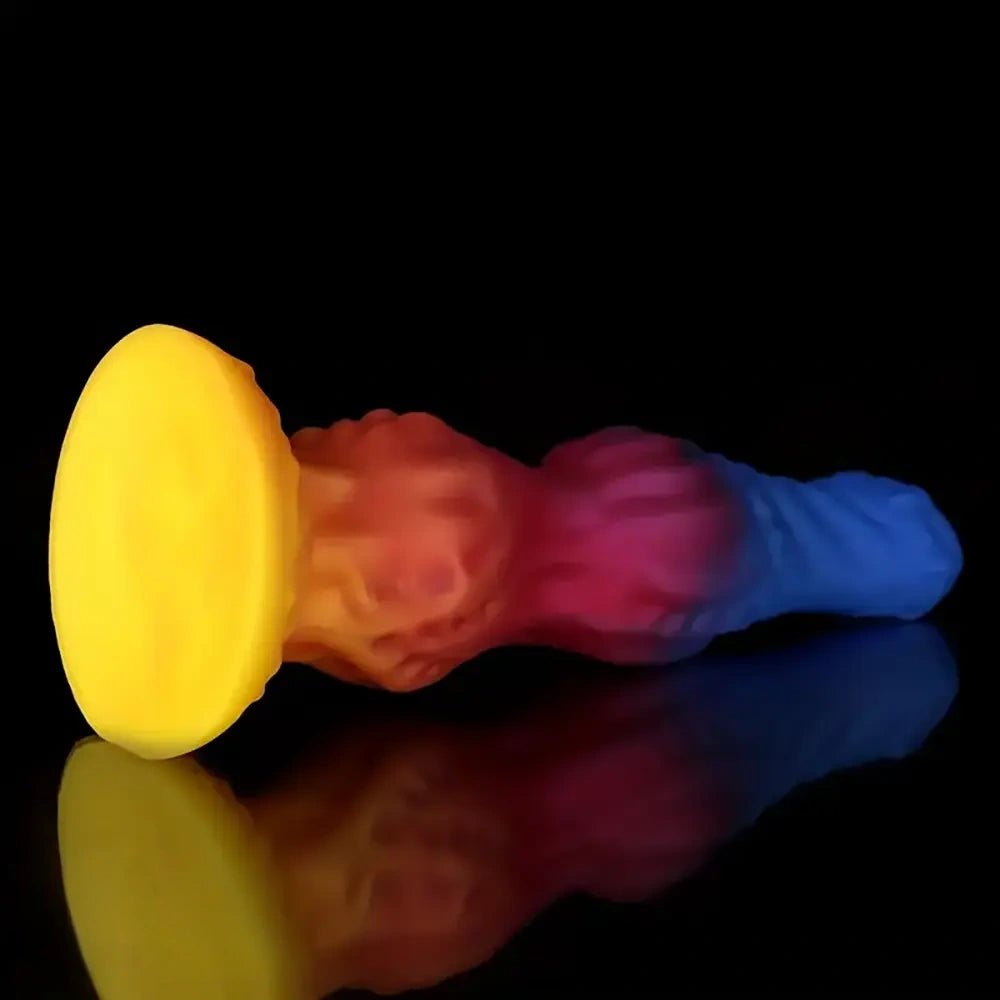 Blue pink yellow ombre knotted animal dildo, photo 2