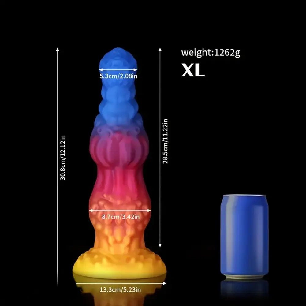 Blue pink yellow ombre knotted animal dildo, photo 3