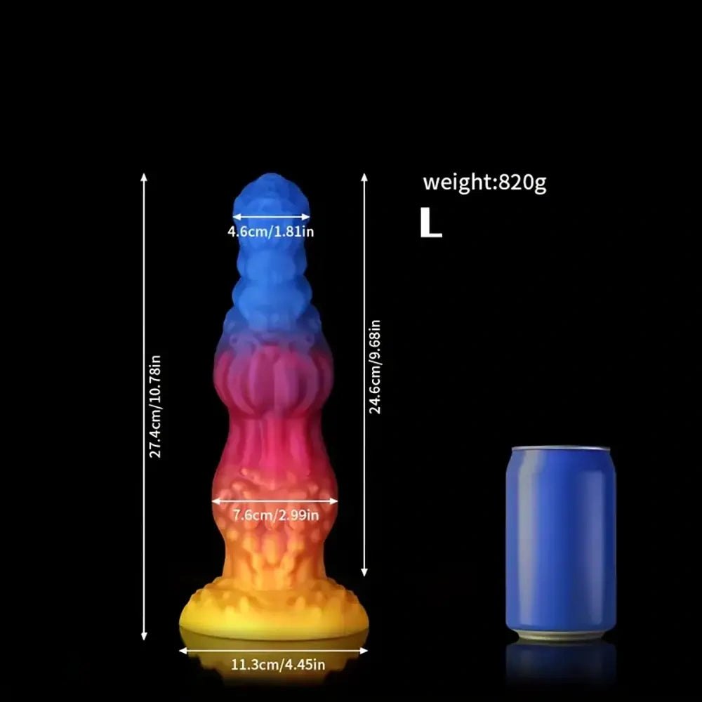 Blue pink yellow ombre knotted animal dildo, photo 4