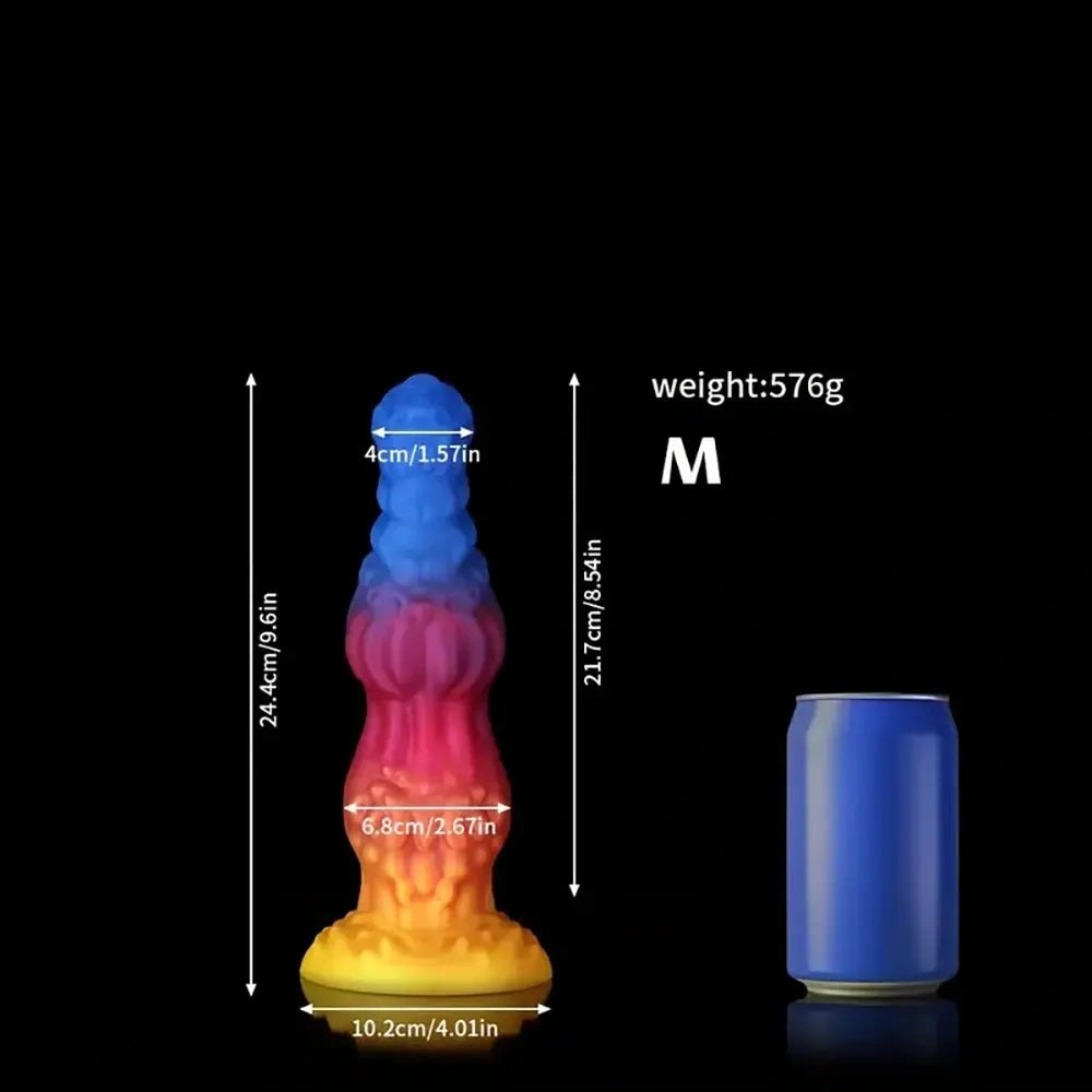 Blue pink yellow ombre knotted animal dildo, photo 5