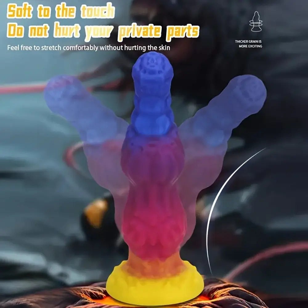 Blue pink yellow ombre knotted animal dildo, photo 6