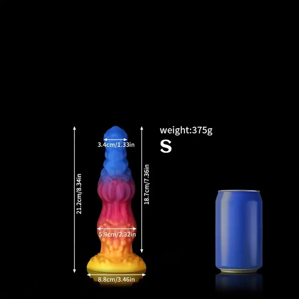 Blue pink yellow ombre knotted animal dildo, photo 8
