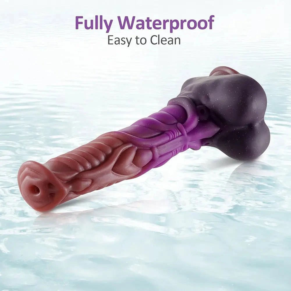 Ombre red purple ridged silicone dragon dildo, photo 9
