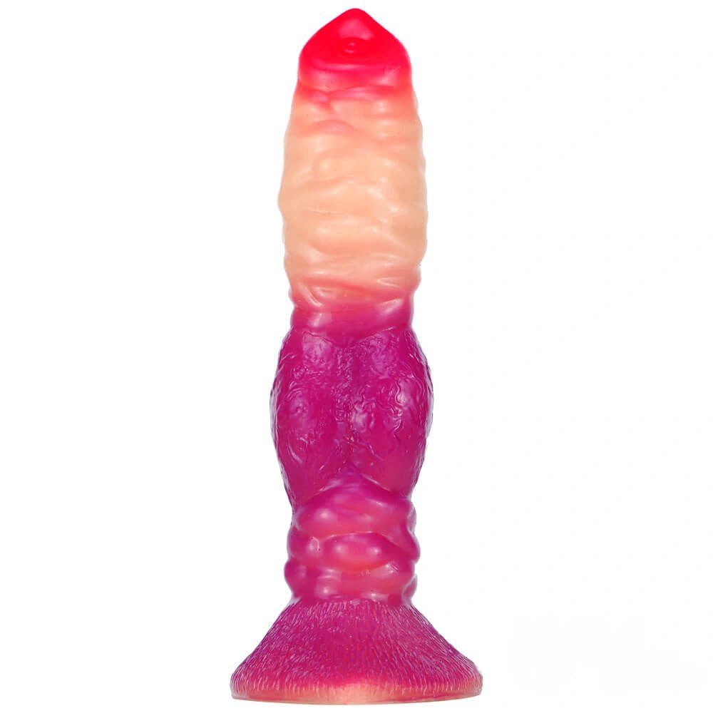 Ombre Purple ombre ribbed fantasy dildo with flared base