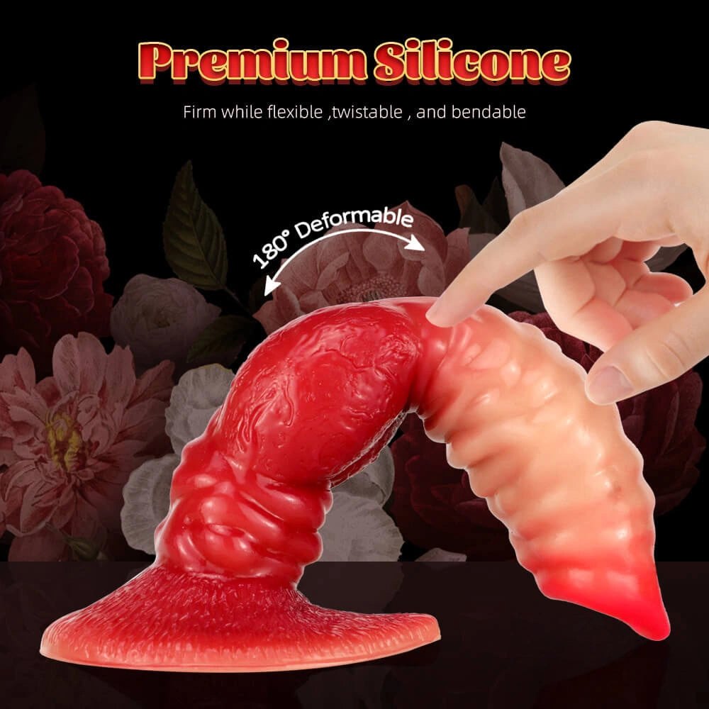 Ombre ribbed fantasy dildo with flared base, photo 10