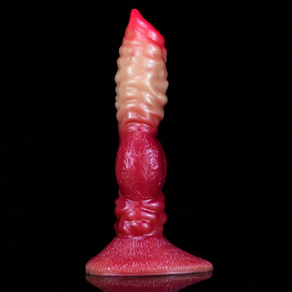 Ombre ribbed fantasy dildo with flared base, photo 13