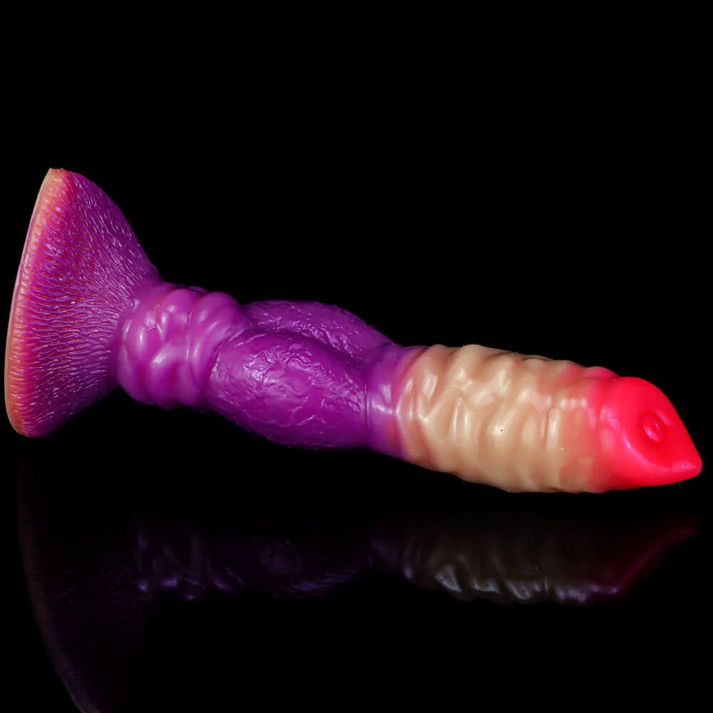 Ombre ribbed fantasy dildo with flared base, photo 3