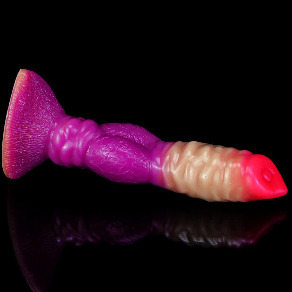 Ombre ribbed fantasy dildo with flared base, photo 4