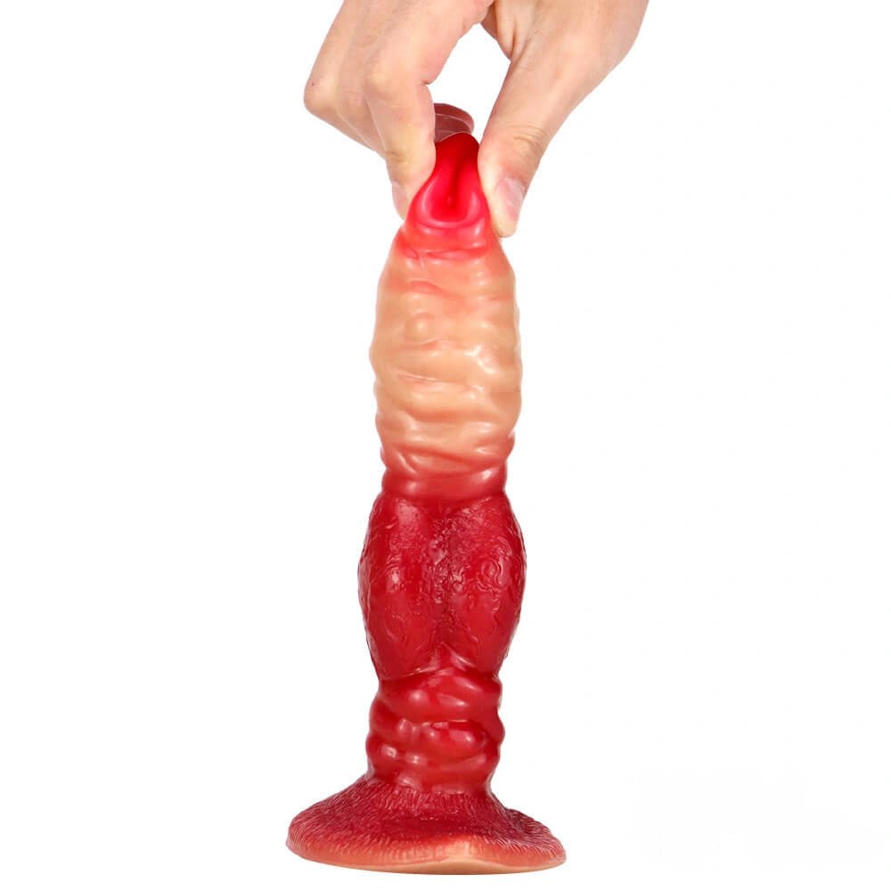 Ombre ribbed fantasy dildo with flared base, photo 6