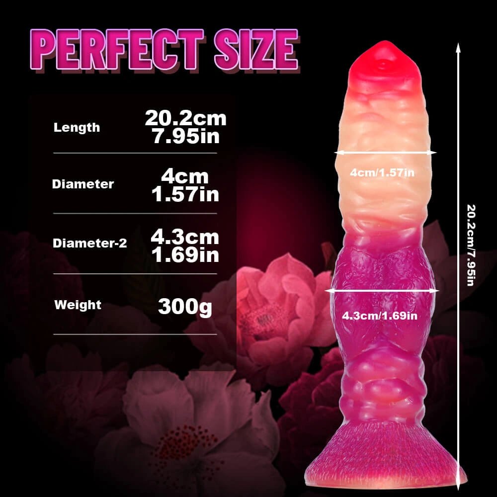 Ombre ribbed fantasy dildo with flared base, photo 7