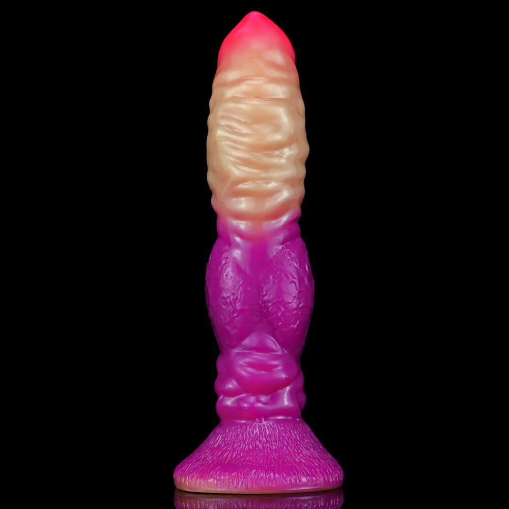 Ombre ribbed fantasy dildo with flared base, photo 8