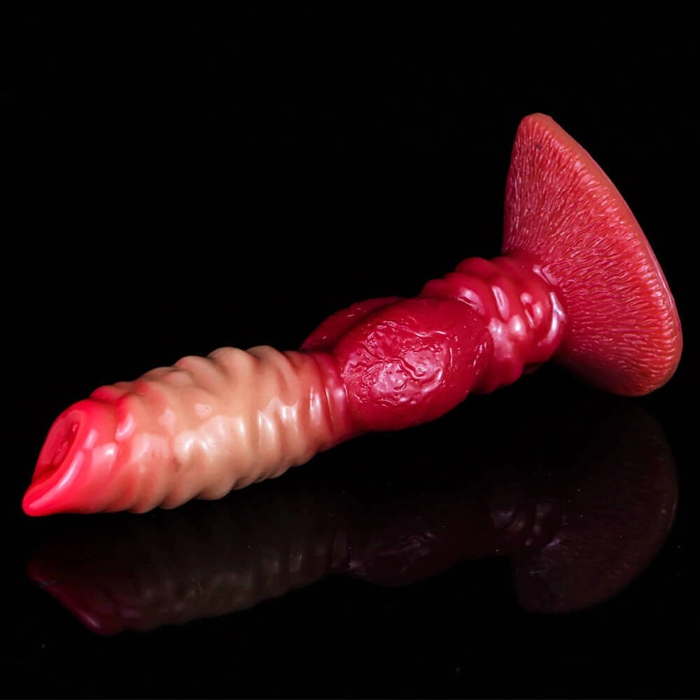 Ombre ribbed fantasy dildo with flared base, photo 9