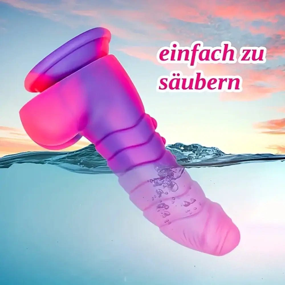 Colorful ombre ribbed fantasy dildo, photo 3