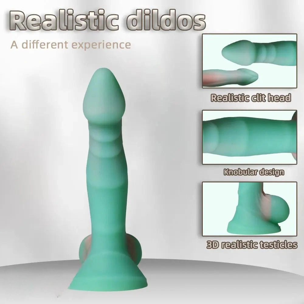 #1 ribbed color block silicone dildo